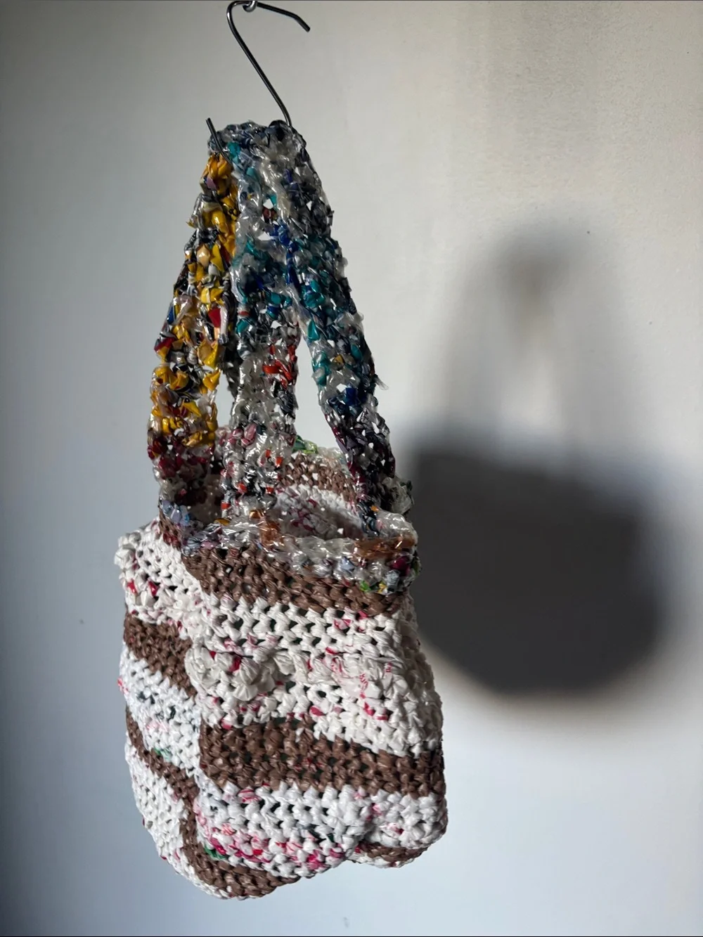 Handcrafted Plarn (plastic yarn) Crochet Satchel Tote from Etsy NWOT